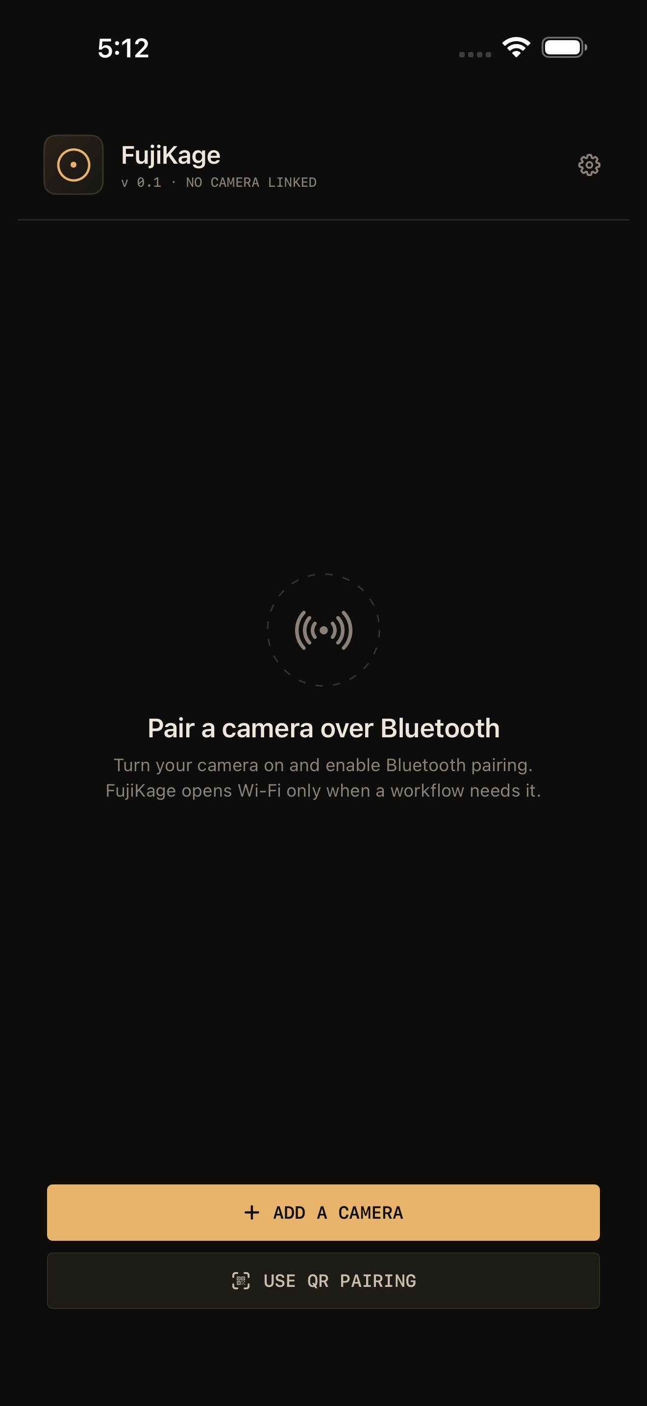 Pairing screen