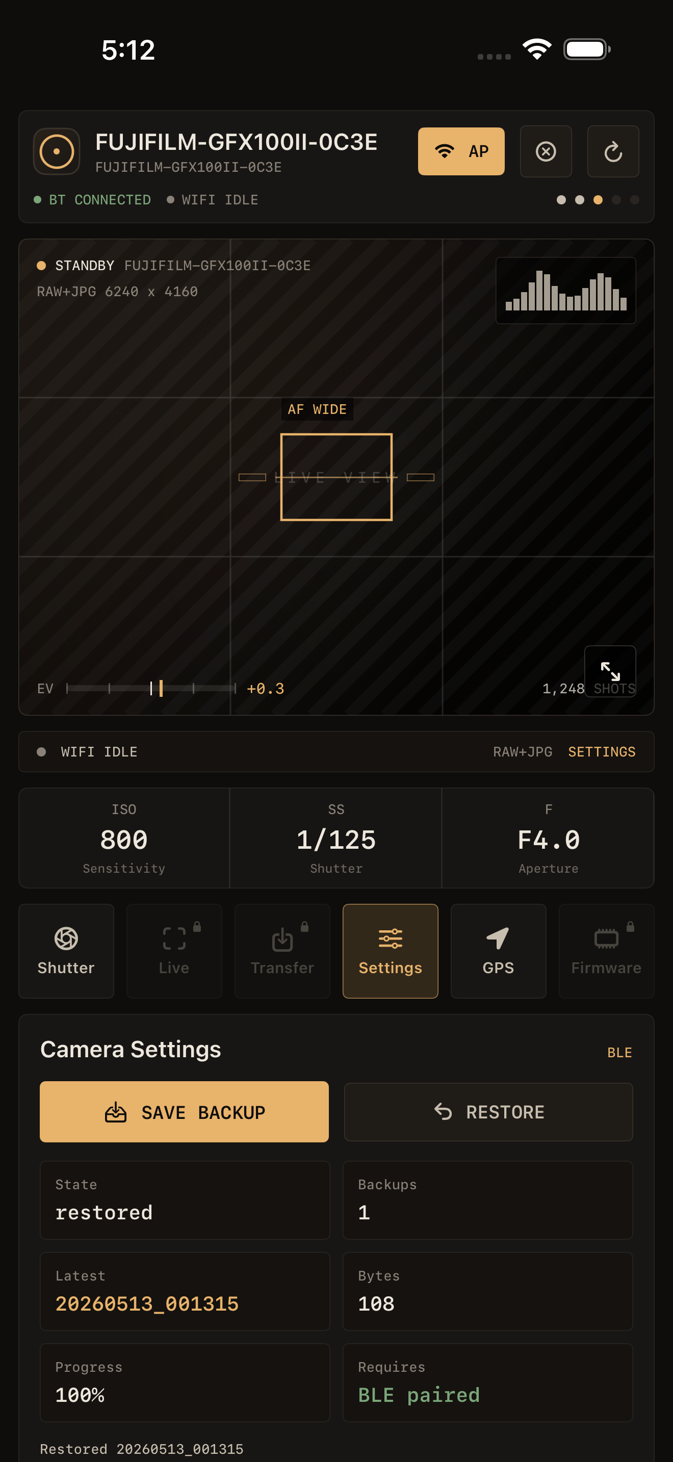 Camera settings